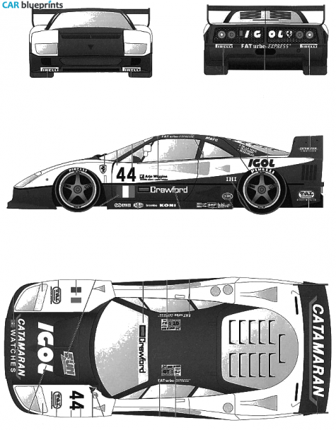 1996 Ferrari F40 Le Mans Igol Coupe blueprint