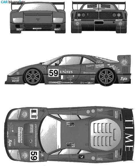 1996 Ferrari F40 Le Mans Shell Coupe blueprint