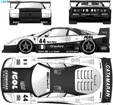 1996 Ferrari F40 Le Mans Coupe blueprint