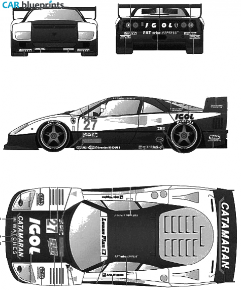 1996 Ferrari F40 Le Mans Suzuka Igol Coupe blueprint