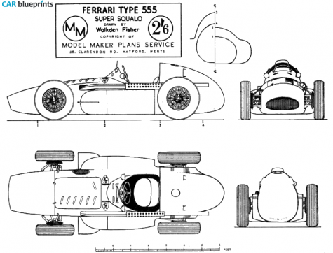 1955 Ferrari 555 F1 Super Squalo OW blueprint