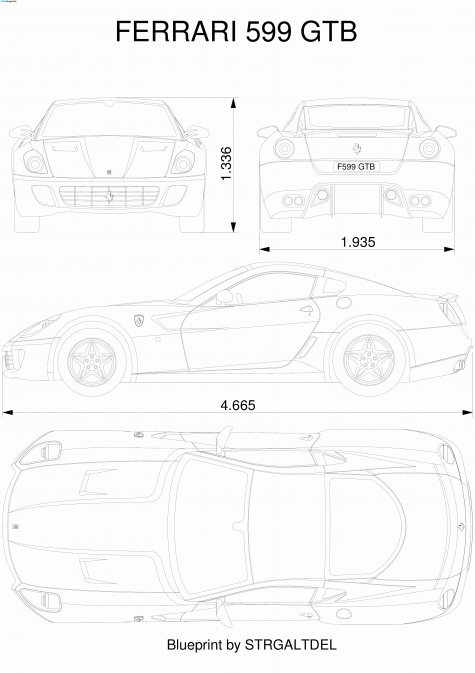 2009 Ferrari 599 GTB Fiorano Coupe blueprint