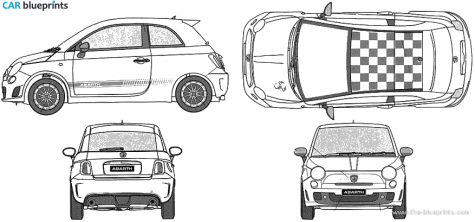 2009 Fiat Abarth 500 esseesse Hatchback blueprint