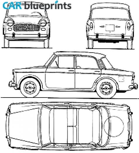 1962 Fiat 1100D Millecento Sedan blueprint