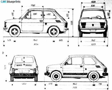 1973 Fiat 126P Hatchback blueprint