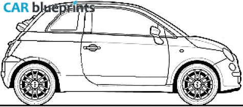 2009 Fiat 500 12 Pop Convertible Cabriolet blueprint