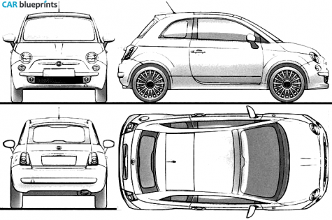 2008 Fiat 500 Hatchback blueprint