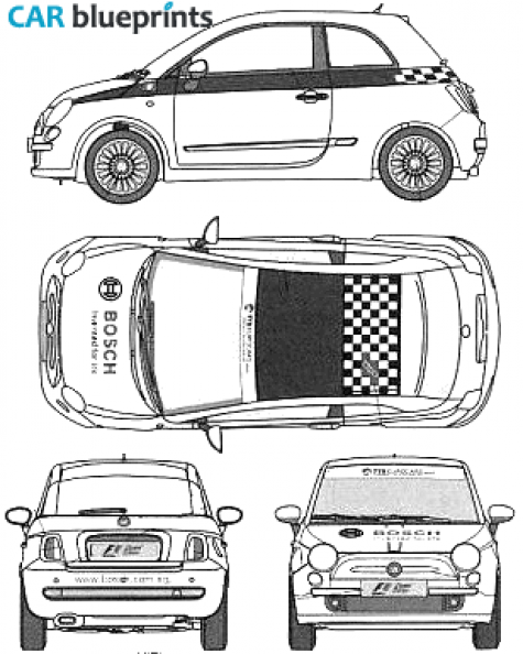 2008 Fiat 500 Celebrity Challenge Hatchback blueprint