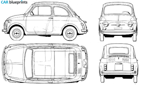 1968 Fiat 500 L Lusso Hatchback blueprint