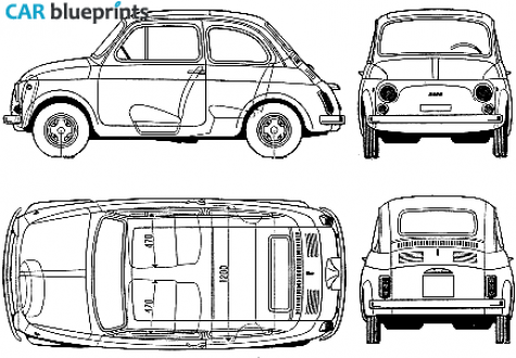 1973 Fiat 500 R Hatchback blueprint