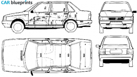 1987 Fiat Duna 4-door Sedan blueprint