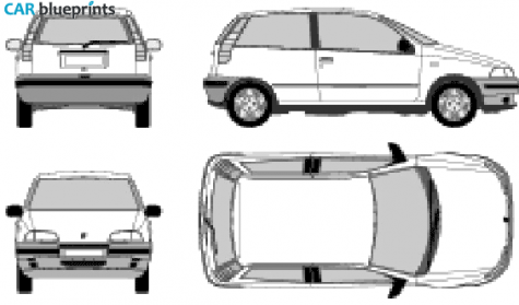 1993 Fiat Punto 3-door Hatchback blueprint