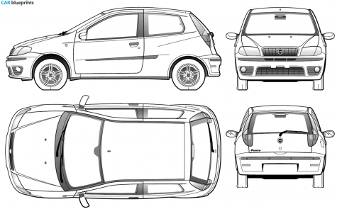 1999 Fiat Punto II 3-door Hatchback blueprint