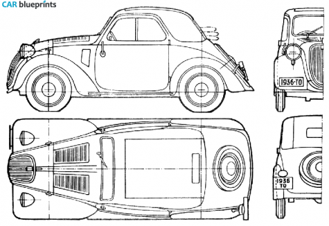 1946 Fiat 500 Topolino Coupe blueprint