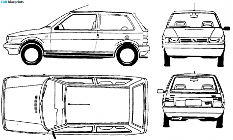 1992 Fiat Uno Hatchback blueprint