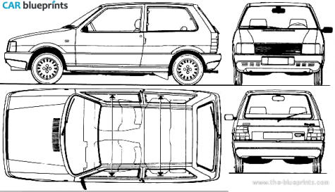 1986 Fiat Uno 3-door 60 Hatchback blueprint