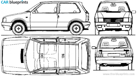 1987 Fiat Uno 3-door Turbo ie Hatchback blueprint