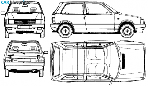 1983 Fiat Uno Turbo ie Hatchback blueprint