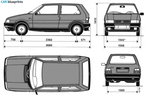 1989 Fiat Uno Hatchback blueprint