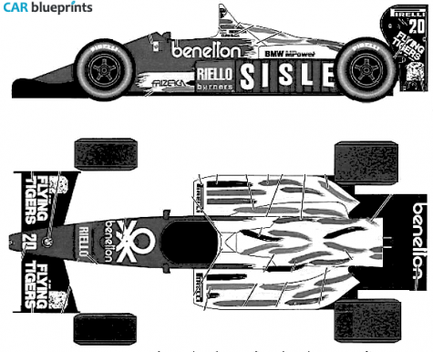 1986 Ford Benneton B186 F1 OW blueprint