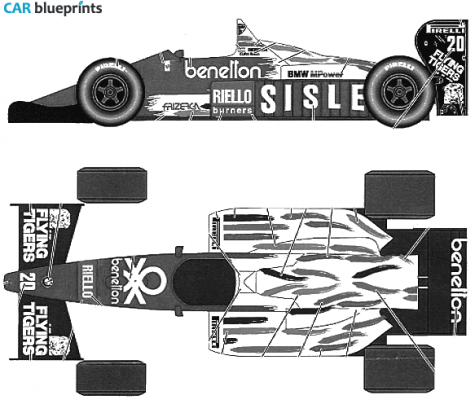 1986 Ford Benneton B186 Mexico GP OW blueprint