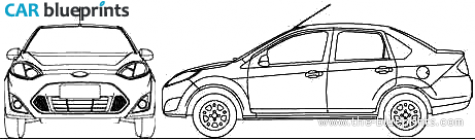 2011 Ford Fiesta Rocam (Brazil) Sedan blueprint