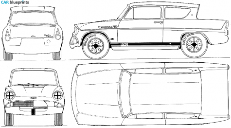 1967 Ford Anglia 105E Sport Sedan blueprint