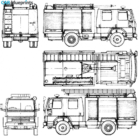 1985 Ford Cargo 1117 Fire Truck blueprint