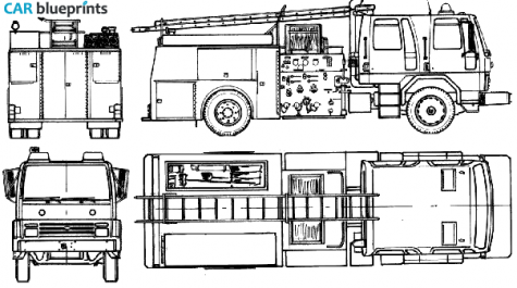 1985 Ford Cargo 1618 Fire Truck blueprint