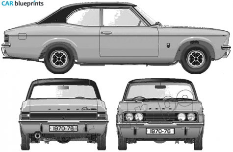 1976 Ford Cortina Mk III GLX 2000 2-door Coupe blueprint