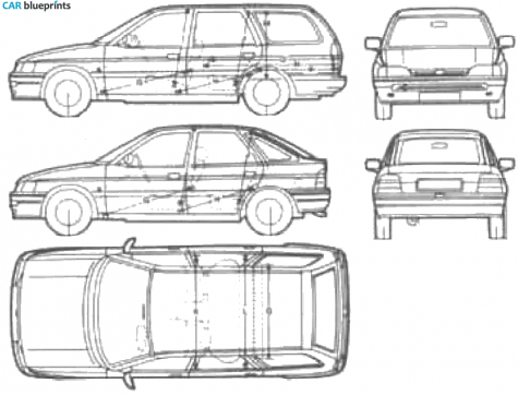 1991 Ford Escort Mk V Hatchback blueprint