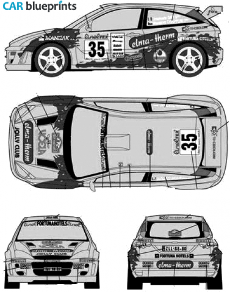 2002 Ford Focus RS WRC Hatchback blueprint