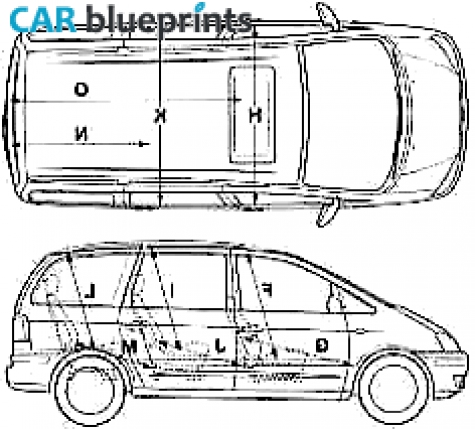 1999 Ford Galaxy Minivan blueprint