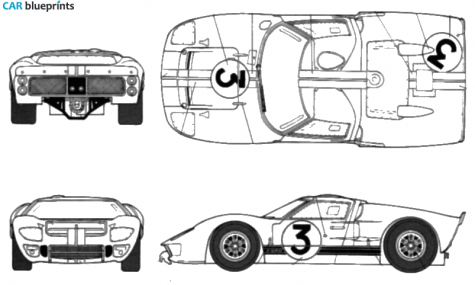 1966 Ford GT40 Mk II Le Mans Coupe blueprint