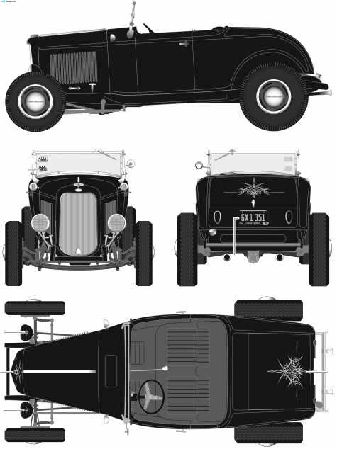 1932 Ford Highboy Hot Rod Cabriolet blueprint