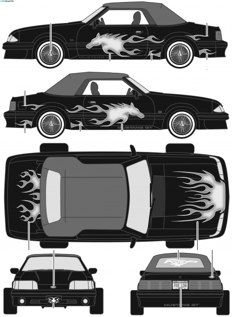 1994 Ford Mustang Convertible Lowrider Cabriolet blueprint