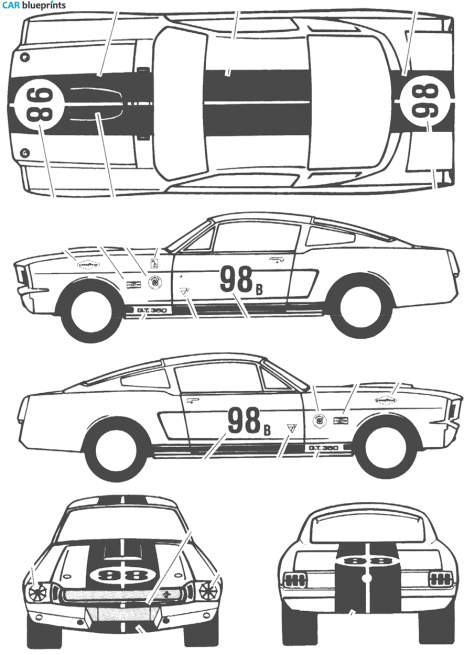 1965 Ford Mustang Shelby GT350 Coupe blueprint