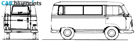 1962 Ford Taunus Transit FK 1000 Kleinbus Spezial Bus blueprint