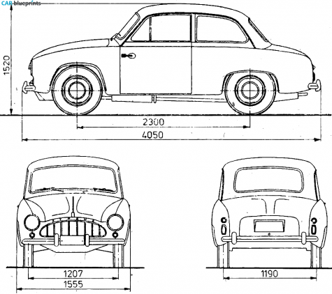 1956 FSO Syrena Coupe blueprint