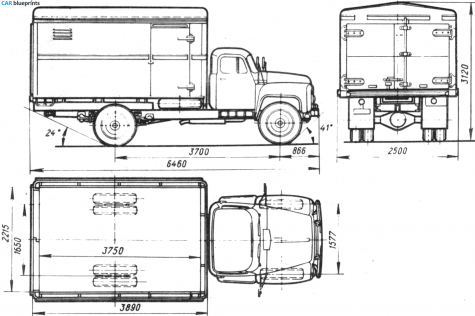 1965 GAZ 52-01 GZSA-891 Truck blueprint