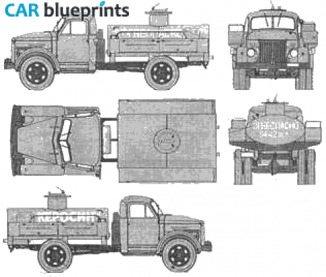 1946 GAZ 51 4x4 Bochka Fuel Truck blueprint