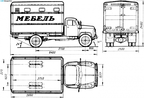 1965 GAZ 52-01 GZSA-893A Truck blueprint