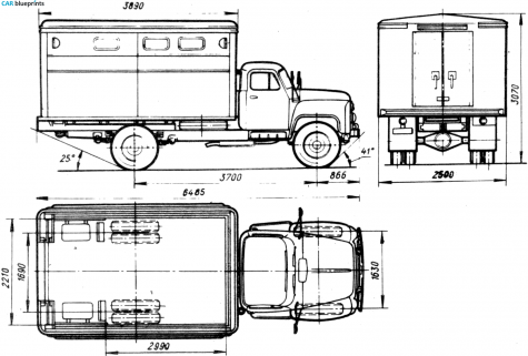 1961 GAZ 53A GZSA-949 Truck blueprint