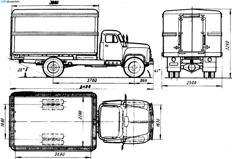 1961 GAZ 53A GZSA-950 Truck blueprint