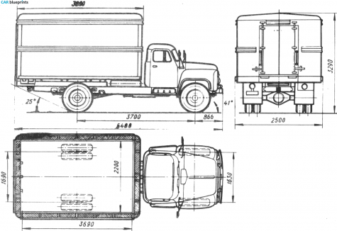 1961 GAZ 53A GZSA-950 Truck blueprint