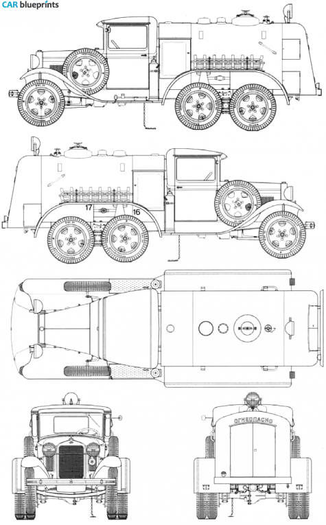 1934 GAZ AAA BZ-38 Truck blueprint