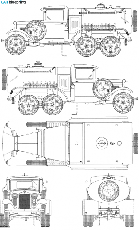 1938 GAZ AAA BZ-38U Truck blueprint