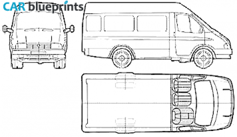 1996 GAZ 3221 Gazelle Bus blueprint