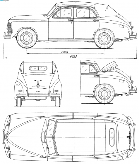 1949 GAZ M20 Pobeda Cabriolet blueprint