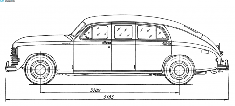 1955 GAZ M20 Pobeda Limousine blueprint